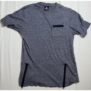 Southpole Men's Shirt Short Sleeve Solid Gray  Zipper Accent Size Medium M